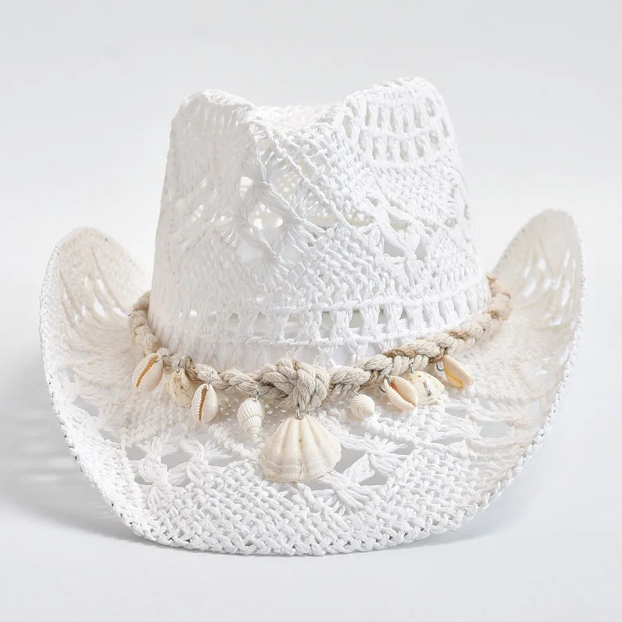 Summer Hand-Woven Straw Hat for Women β Shell-Decor Beach Sun Hat, Holiday Panama Feminino