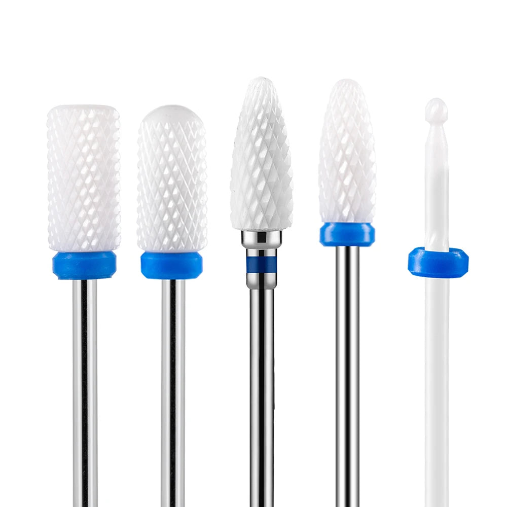 5PCS Ceramic Nail Drill Bit Set - Electric Milling Cutter Bits for Manicure & Pedicure Nail Machine Accessories