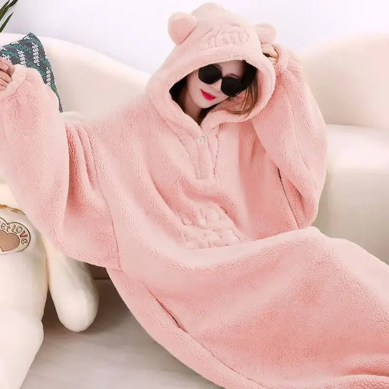 WASART Winter Hooded Fleece Blanket β Ultra Plush Oversized Sweater Blanket with Sleeves, Warm Flannel for Outdoor Use