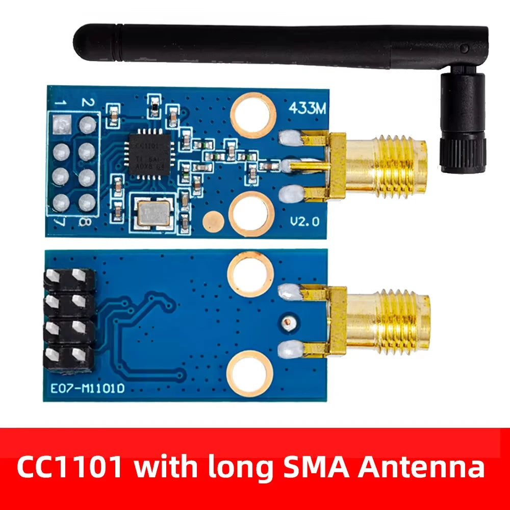 CC1101 433/868MHz Wireless Transceiver Module – 10mW Long Range (300–1000m) with SMA Antenna for Arduino