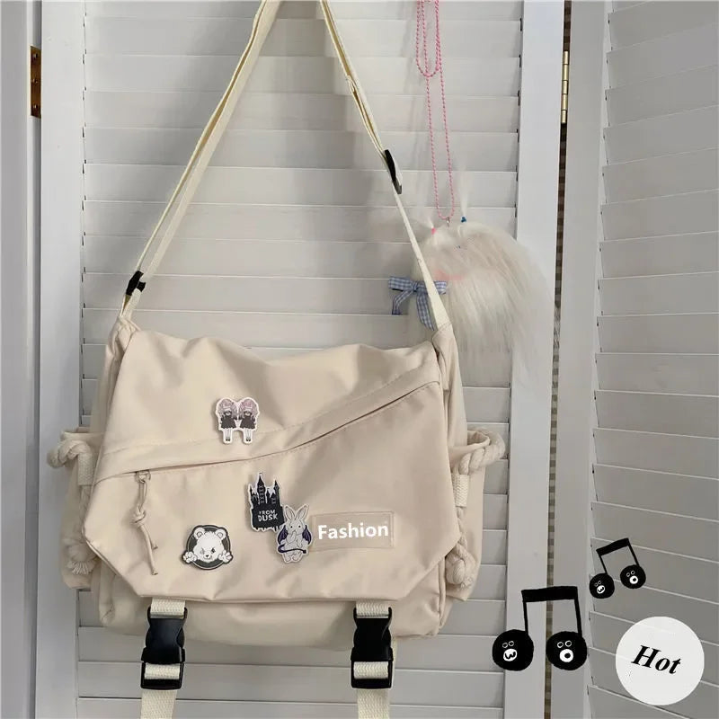 Youth Fashion Nylon Crossbody Bag – Large Capacity Canvas Shoulder Messenger School Bag for Women & Girls
