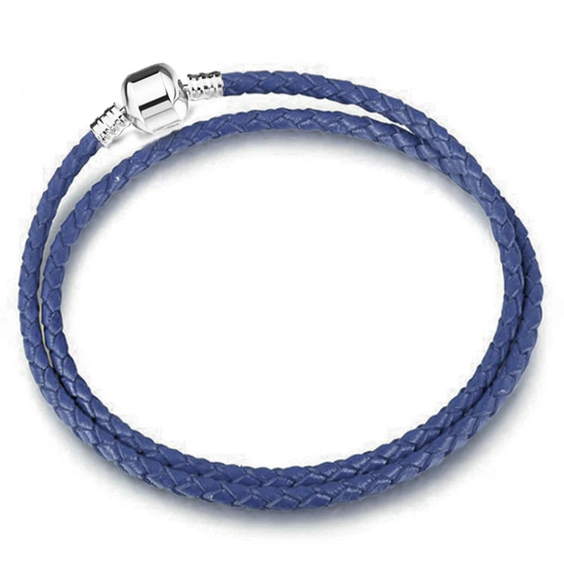 BAOPON 9-Color Leather Charm Bracelet - DIY Chain Jewelry Gift for Women & Girls