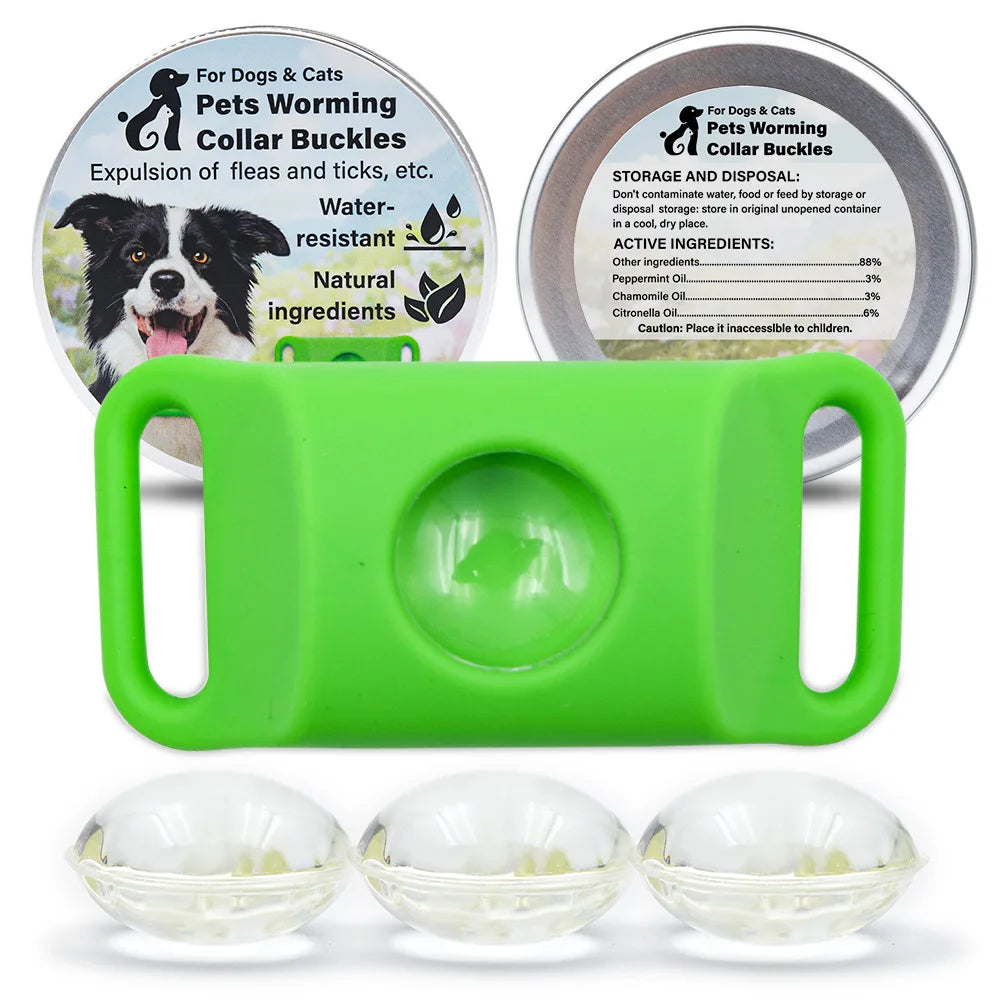 Natural Flea & Tick Repellent Pet Pendant Collar – One Size Fits All Anti-Flea Green Accessory for Dogs & Cats