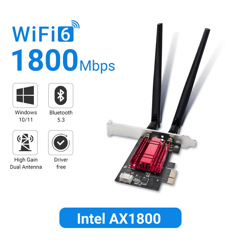 WALRAM WiFi 6 1800Mbps PCI Express Adapter – Dual Band 802.11AX/AC Wireless Network Card with BT 5.4 for Windows 10/11