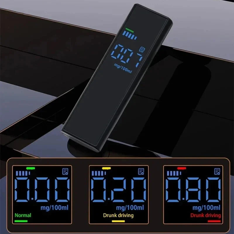 Portable High-Precision Breathalyzer – Non-Contact Alcohol Tester with LED Digital Display and Driving Alert Alarm
