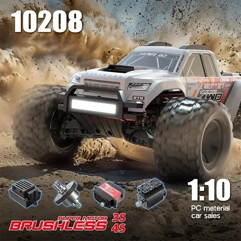 MJX 10208 Small Monster 1/10 Hypergo – 2.4G Brushless High-Speed RC Off-Road Vehicle for Adults, Professional Remote Control Car