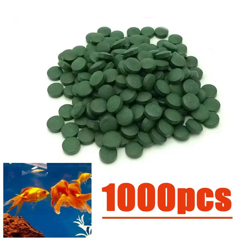 100-3000pc Spirulina Tablets - High Purity Aquarium Fish & Shrimp Food for Crystal Red Shrimp and Tropical Fish