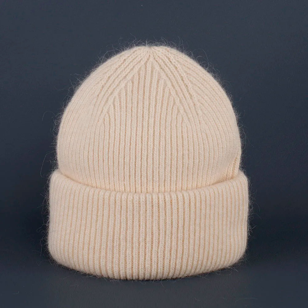2024 Rabbit Fur Beanie β Soft Fluffy Winter Hat for Women, Angora Knitted Skullies, Warm Bonnet Knit Cap