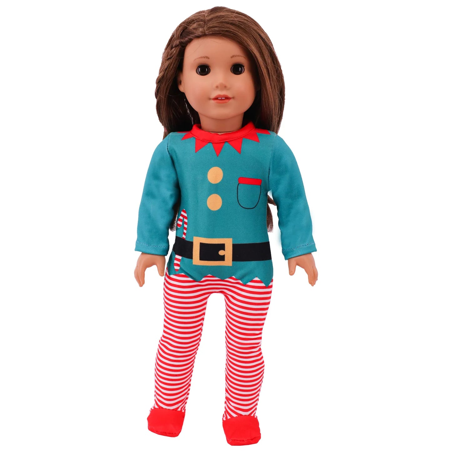 Pop Doll Christmas Outfit — Dress, Top & Pants Set for 18-Inch American and 43CM Reborn Baby Dolls, Our Generation Girl’s Toy Accessories