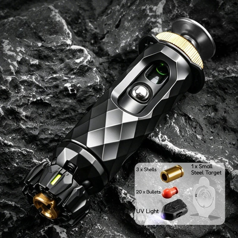 Alloy Shell-Ejecting Toy Launcher Set - Portable Finger Spinning Fidget Toy and Sensory Desk Gadget Gift for Boys