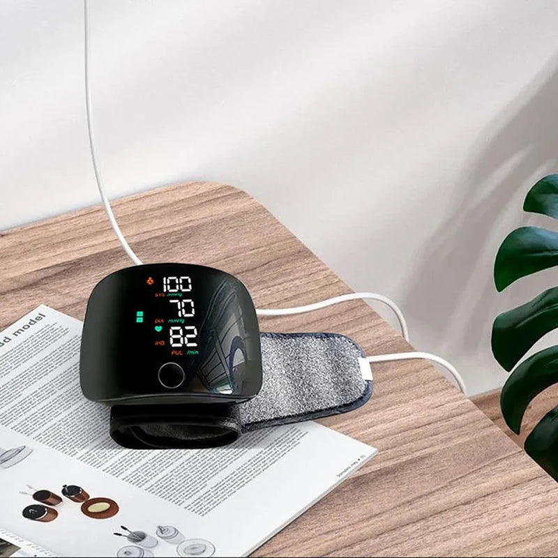 Rechargeable Digital Wrist Blood Pressure Monitor - Portable Heart Rate Monitor and Sphygmomanometer