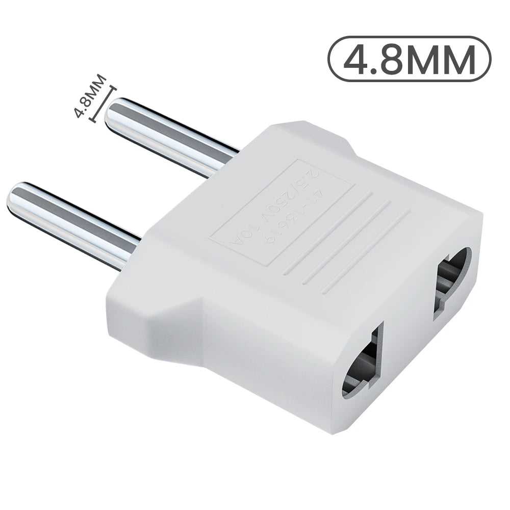 US to EU Plug Adapter - Universal Travel Power Converter for American, China & Korea Plugs 4.0/4.8mm