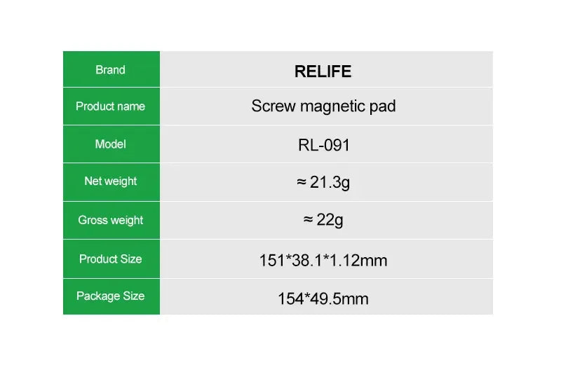 RELIFE RL-091 Strong Magnetic Screw Storage Pad – Partitioned Absorption Mat for Metal Parts Organization and Repair Work