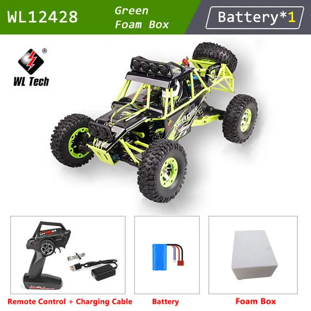 WLtoys 12428 1:12 RC Racing Car β 4WD High-Speed Off-Road Remote Control Buggy with LED Light, Alloy Climbing Truck, Boys & Kids Gift