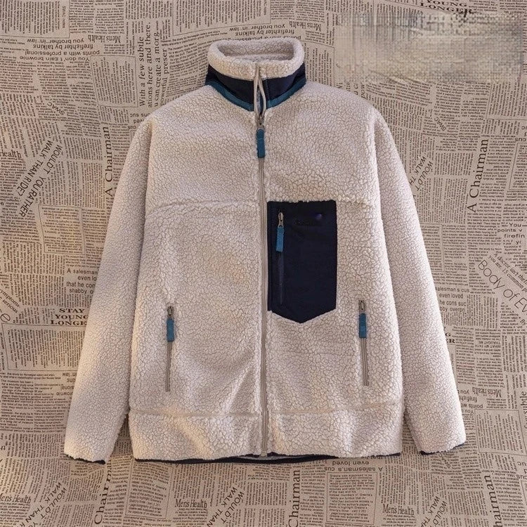 Motorcycle Outdoor Wool Jacket β Unisex Double-Sided Thick Plush Rider Suit, Windproof & Warm Lambing Wool Fashion Jacket