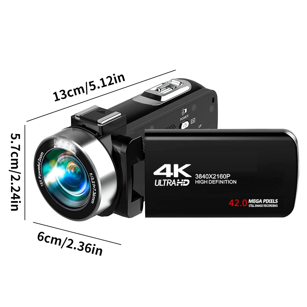 4K Digital Camera – 42MP HD with 18X Zoom & 3.0 Inch Screen | Portable Video Recorder with Flash