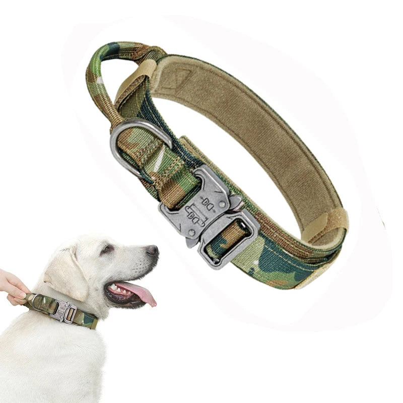 Nylon Tactical Dog Collar with Handle – Adjustable Durable Collar for Medium & Large Dogs Pet Accessories