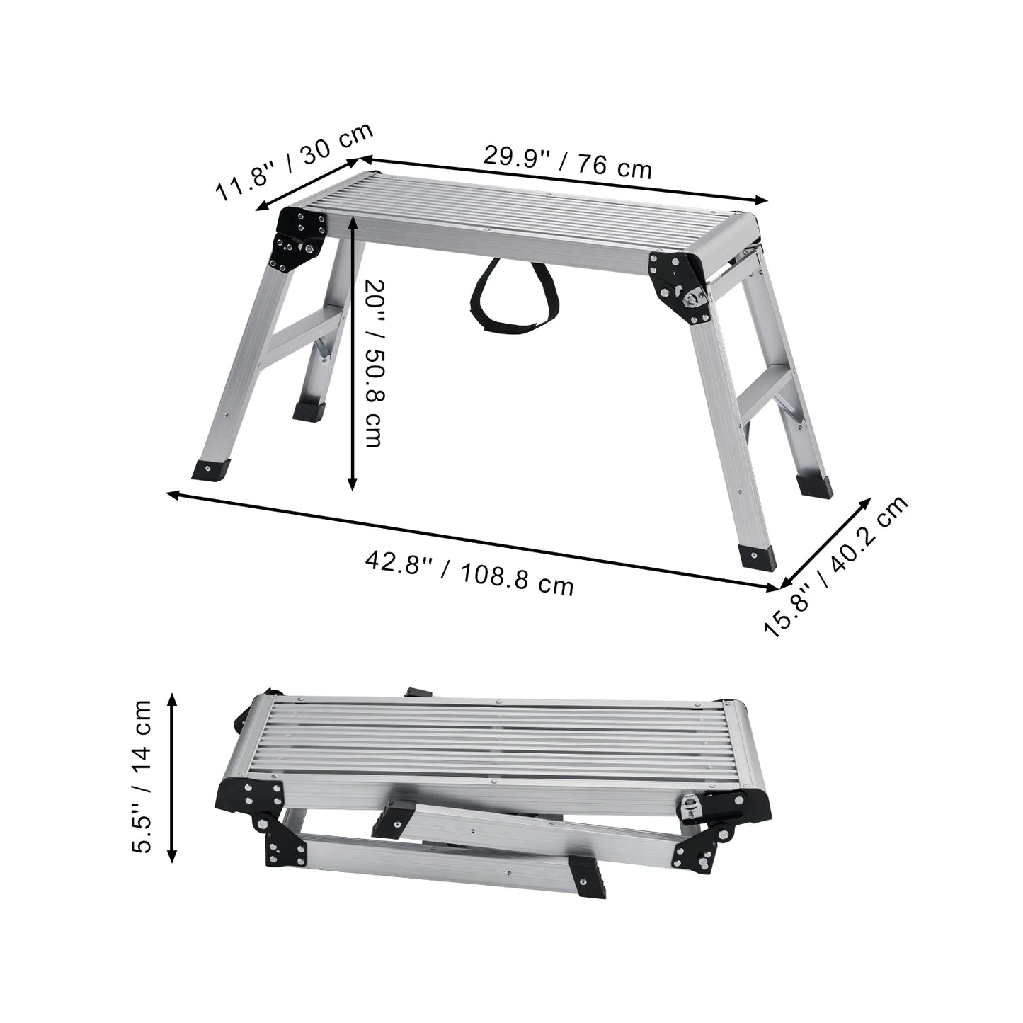 SucceBuy Folding Work Platform & Aluminum Drywall Stool – Heavy Duty Ladder with 330lb Load Capacity & Non-Slip Feet