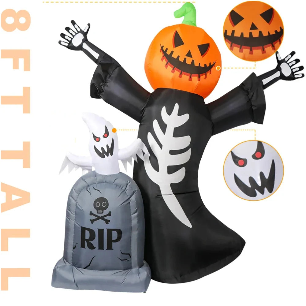 5/8FT Inflatable Halloween Decoration β Tombstone, Ghost, Pumpkin & Skull for Outdoor Haunted House, Yard, Garden, and Halloween Party Props