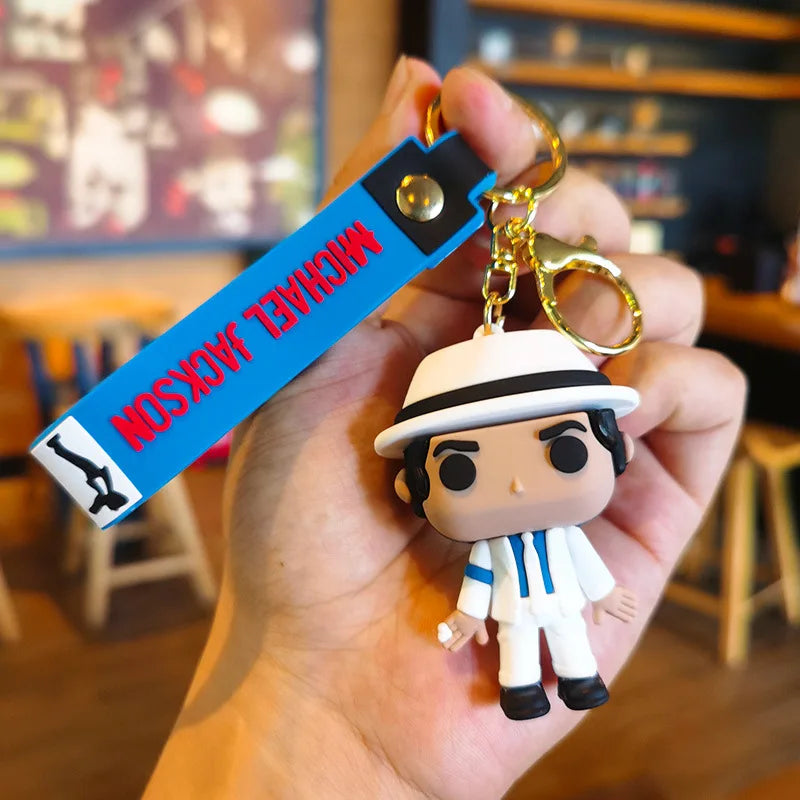 Michael Jackson Music Idol Keychain - Miniature Doll Pendant Key Ring Accessory