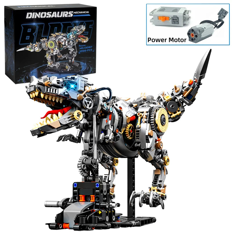 STEM Jurassic Mechanical Dinosaur Building Blocks β Light-Up T-Rex Model Toy for Kids