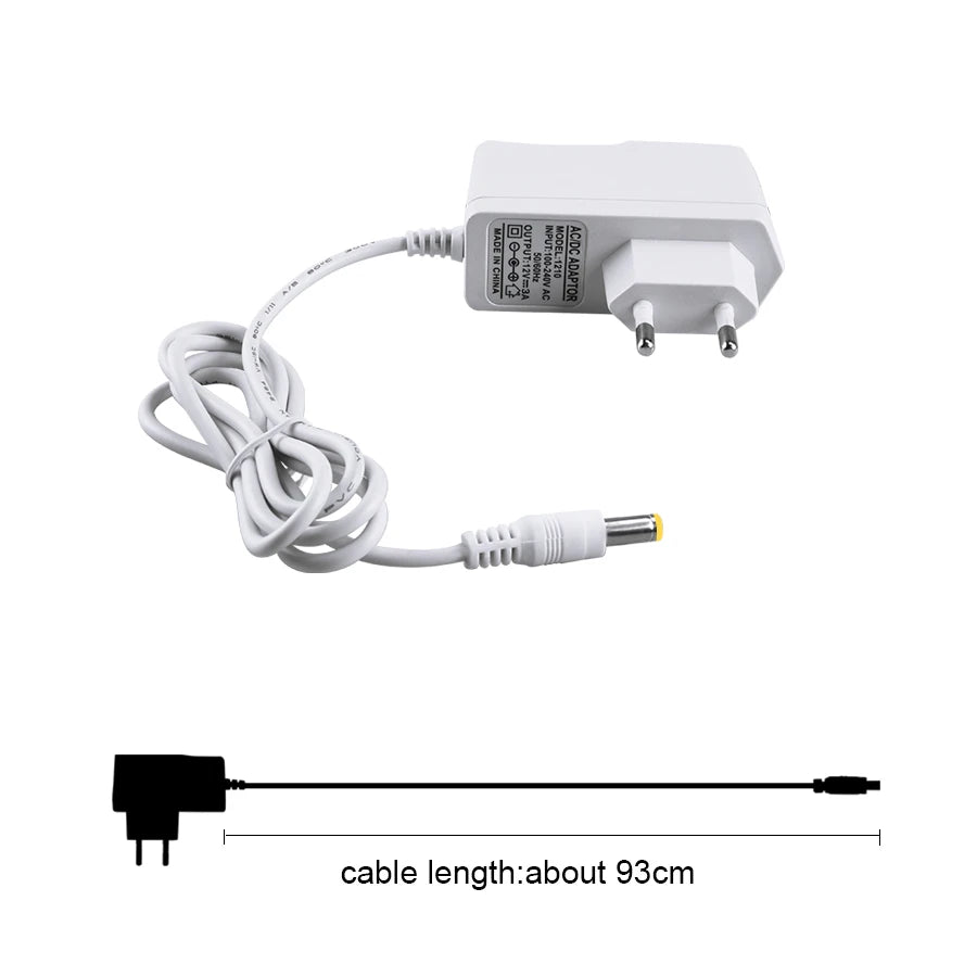 12V DC Power Supply Adapter - AC 100-240V to DC 12V 1A/2A/3A LED Driver with EU, US, UK & AU Plugs