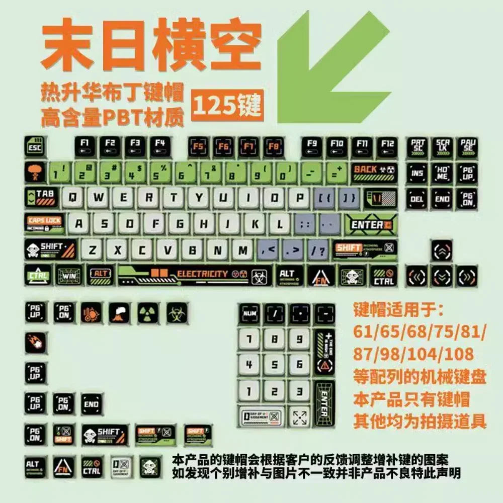 Doomsday Crossing 125-Key Keycap Set - Translucent Pudding PBT+PC Keycaps for MX Switch Mechanical Keyboards