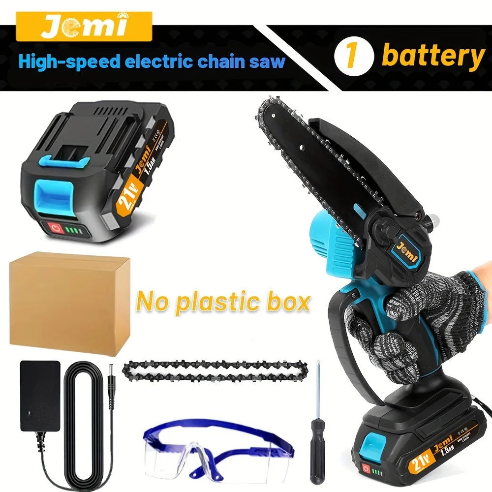 Jemi Tool 6" Mini Chainsaw – 21V Battery Powered Portable Electric Saw with Automatic Oiler for Easy Pruning