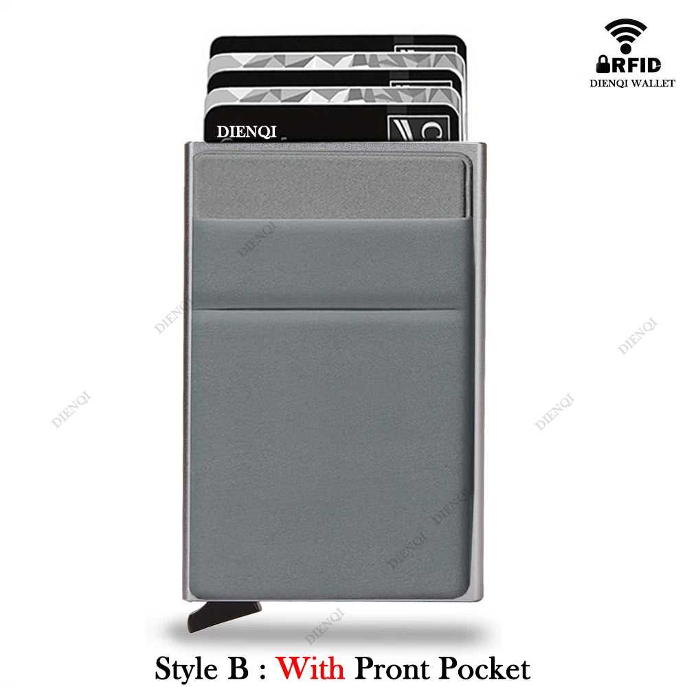 RFID Credit Card Holder for Men, Thin Slim Luxury Metal Mini Minimalist Wallet, Bank & ID Cardholder Case