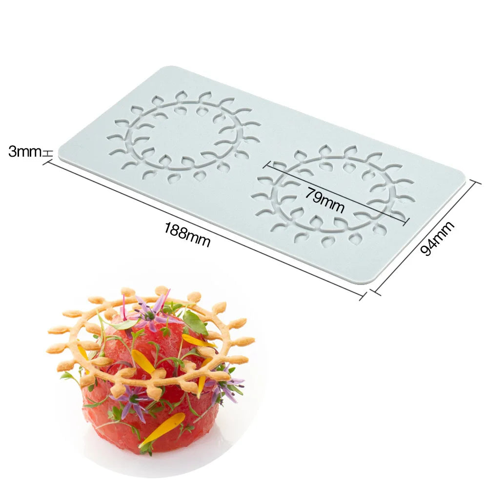 Various Leaves & Geometric Flower Silicone Cake Lace Mold — Cake Decorating Border Tool for Baking