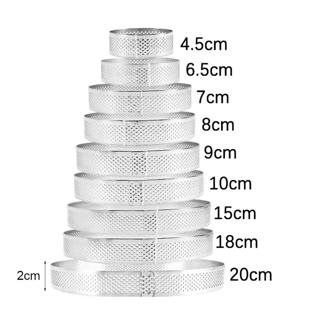 Stainless Steel Tartlet Molds: Bakeware Perforated Decorating Tool - Circle Cake Mold, Ideal Tart Ring for Perfect Desserts