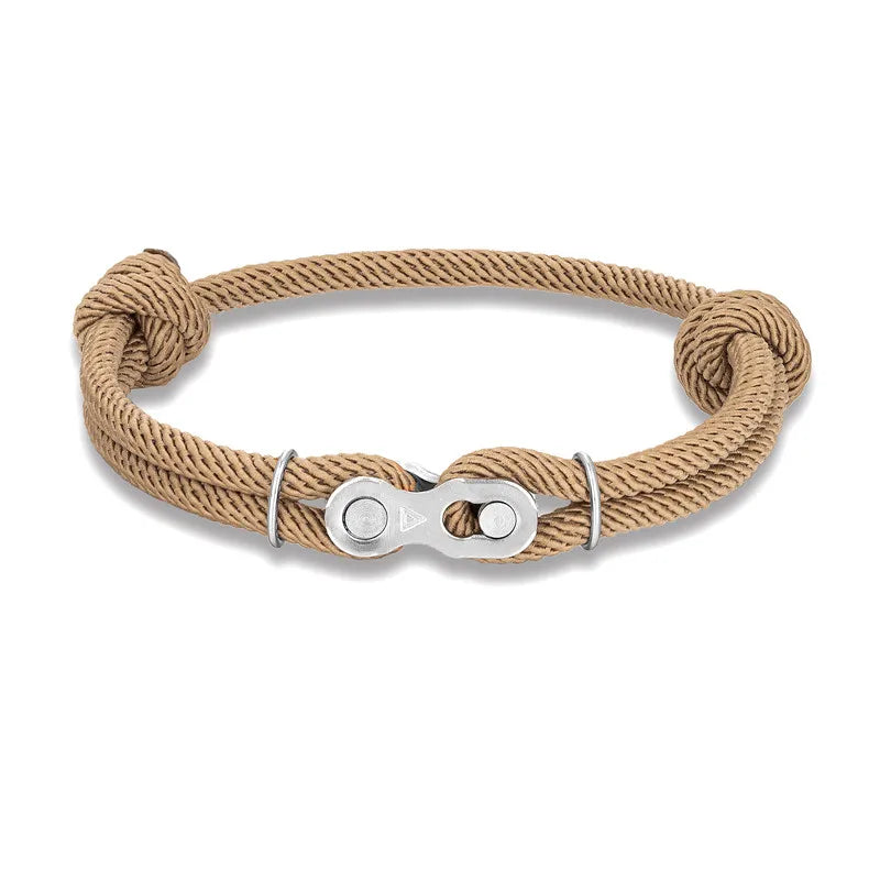 MKENDN Bicycle Chain Bracelet - Adjustable Punk Rock Nautical Rope Wristband with Magic Buckle