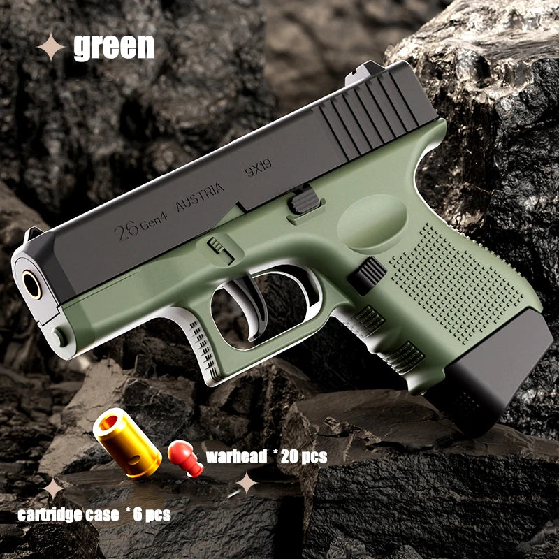 Mini G26 Pocket Toy Gun with Continuous Shell Ejection β Soft Bullet Blaster Airsoft Model Pistol with Blowback Action, Educational Shooting Toy