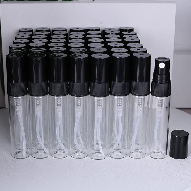 50-Pack 5ml Mini Glass Perfume Spray Bottles β Transparent High-Quality Portable Travel Sub-Bottles