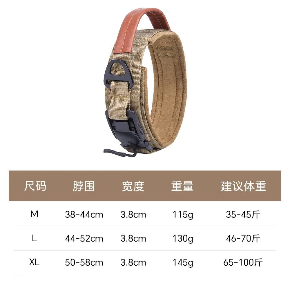 Tactical Dog Collar - Adjustable Anti-Pull Pet Collar with Handle for Medium and Large Dogs