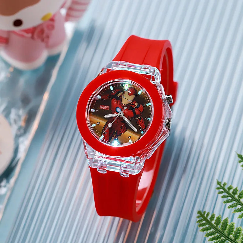 Spider-Man Kids Flash Light Watch - Silicone Strap Cartoon Digital Toy Clock Gift for Boys