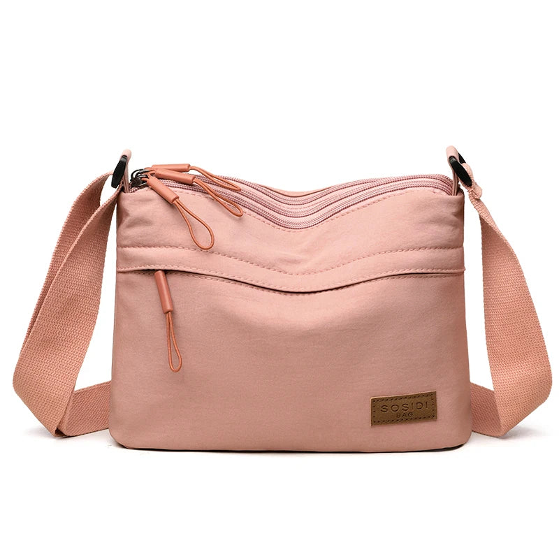 Women's Large Capacity Nylon Crossbody Bag - Spacious 3-Pocket Shoulder Purse for Shopping & Daily Use