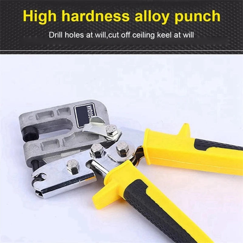 Metal Stud Crimper - Aluminum Alloy Ceiling Punching Pliers, Plaster Drywall Tools for Fastening Metal Double Handed Keel