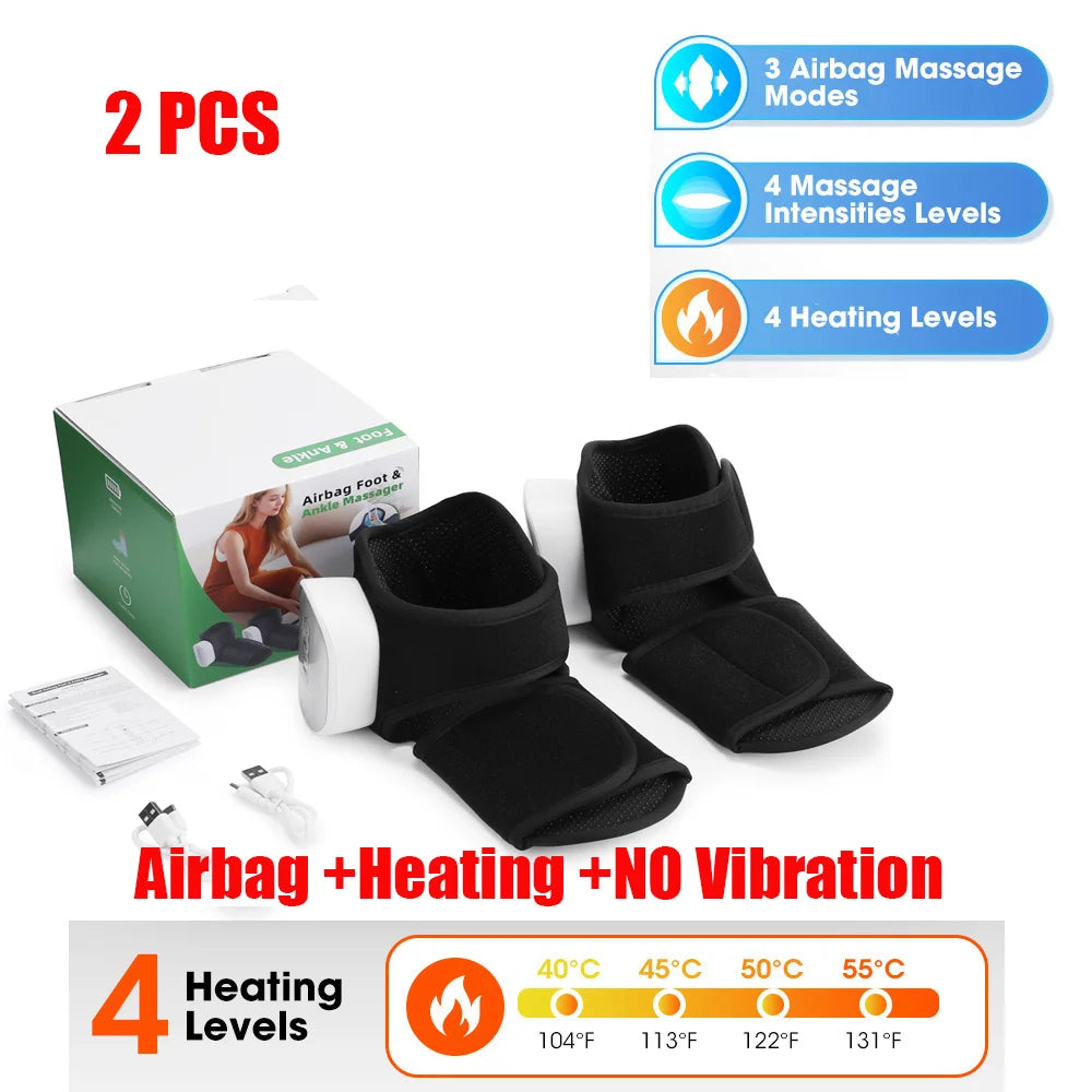 Wireless Air Compression Ankle Massager - Electric Heating, Vibration & Airbag Foot Massage for Muscle Relaxation