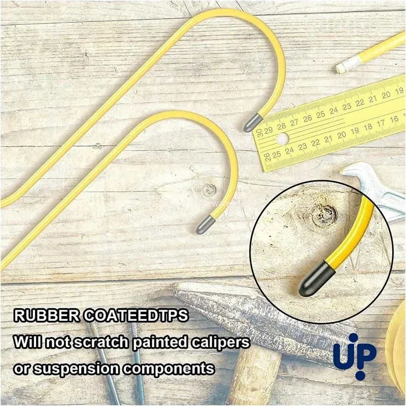 S-Shaped Brake Caliper Hanger Hooks - Universal Auto Tool with Rubber Tips for Brake Pad Replacement