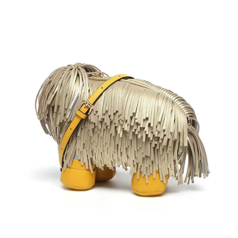 Women’s Luxury Designer PU Leather Crossbody Wallet – Cute Dog-Shaped Evening Handbag