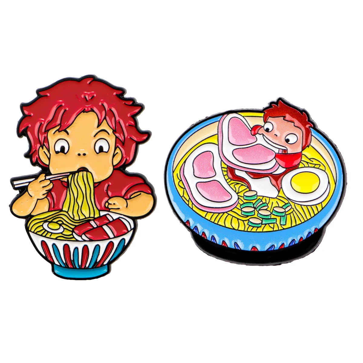 Cute Anime Enamel Pin Set - 2PCS Brooch Badges for Backpacks, Hats, Lapels & Cosplay Accessories