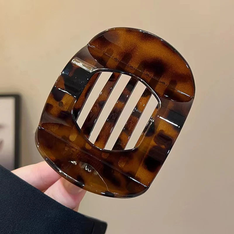 New Korean Acetic Acid Hair Clip – Women's Leopard Spring Spoon Clip, Stylish Hair Accessories & Simple Headpiece