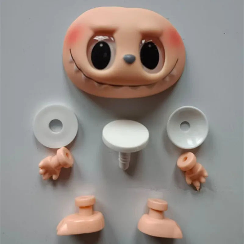DIY Labubu Macaron Dolls Accessories β Vinyl Face & Hand Foot Blind Box with Switching Emotions