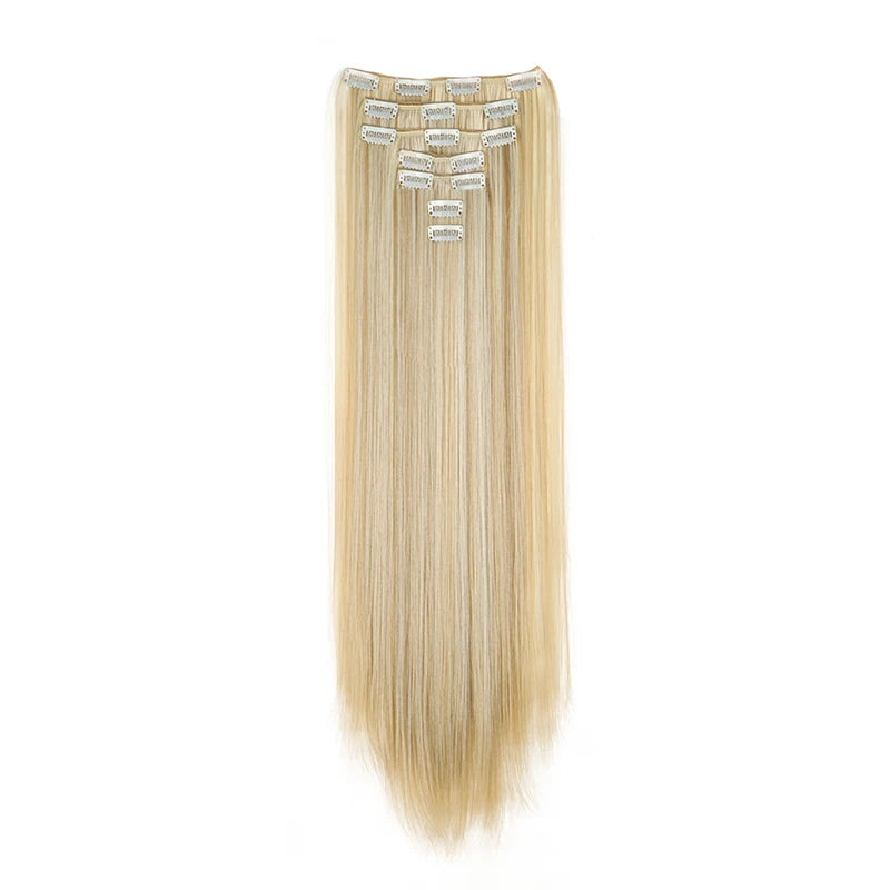 WIGSIN 24-Inch Straight Hair Extensions - 7-Piece Clip-In Synthetic Hair Set for Women