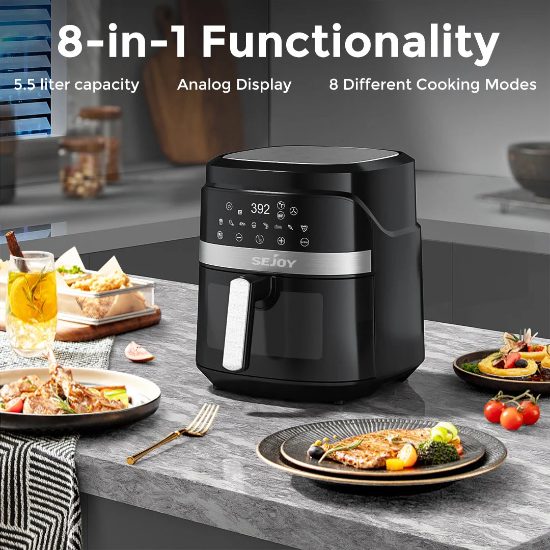 8-in-1 6L Electric Air Fryer Oven – Oilless Cooker for Roasting, Baking, Dehydrating & Keeping Food Warm, 120V