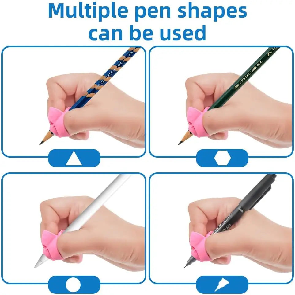 Ergonomic Pen Grip Corrector - Soft Rubber Handwriting Posture Trainer for Kids and Students