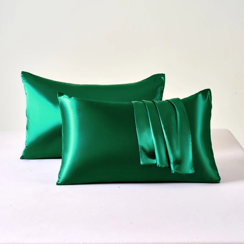 2PCS Satin Pillowcase Set - Soft Smooth Cooling Pillow Covers for Skin & Hair Care