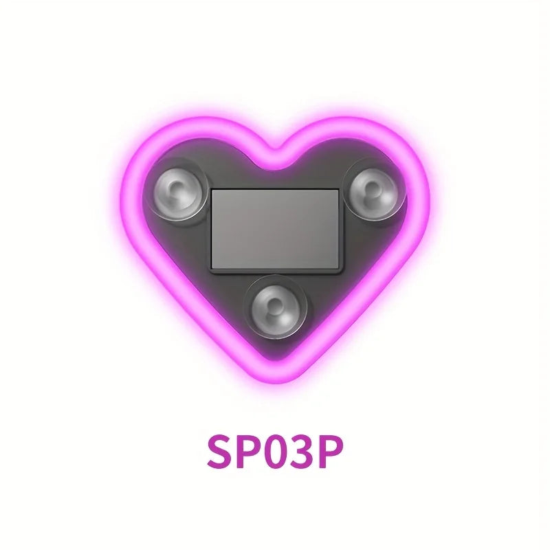 Solar-Powered LED Car Window Neon Lights — Heart-Shaped RGB-Free Color-Changing Interior Atmosphere Light