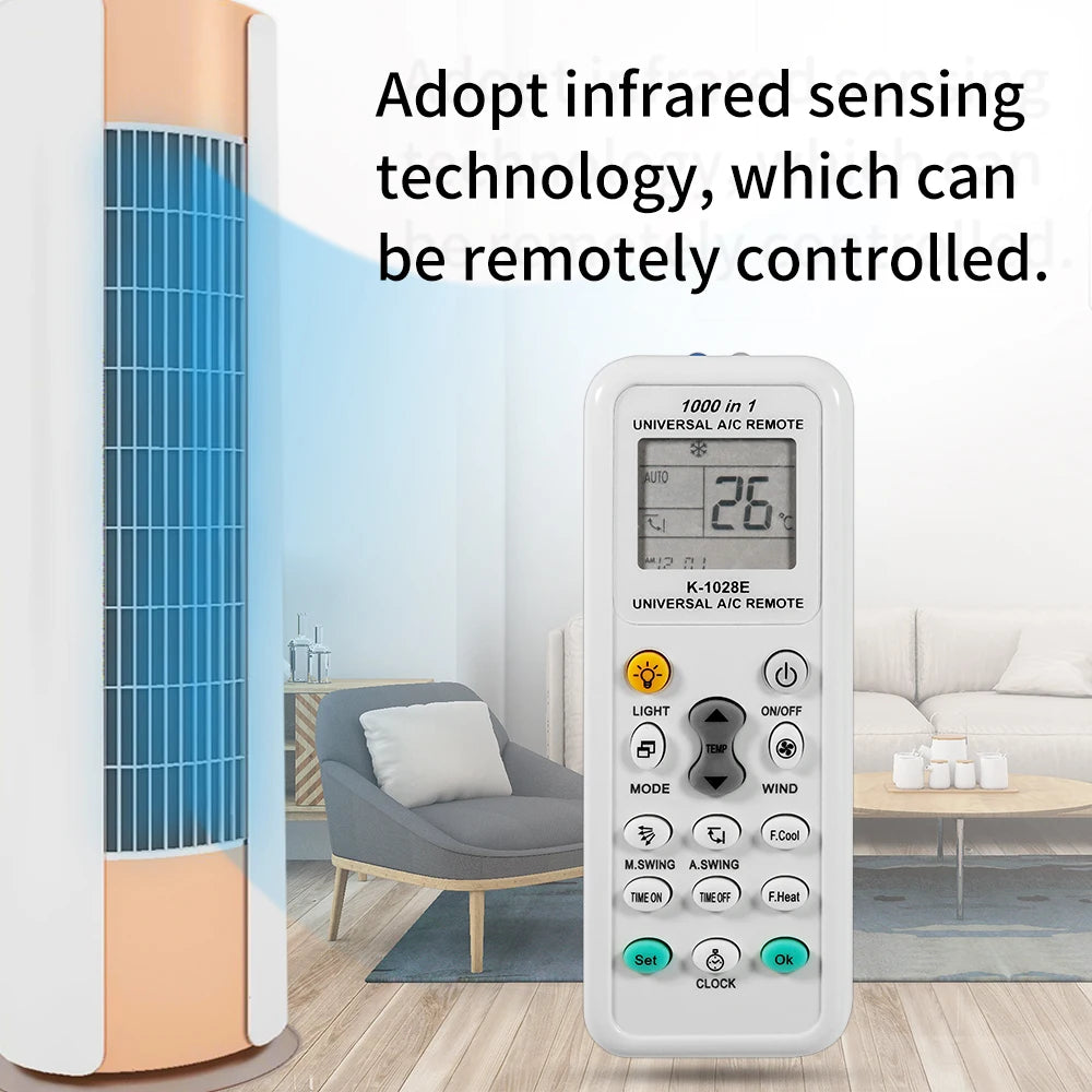 K-1028E Universal AC Remote Control — 1000 in 1 Digital LCD Air Conditioner Controller